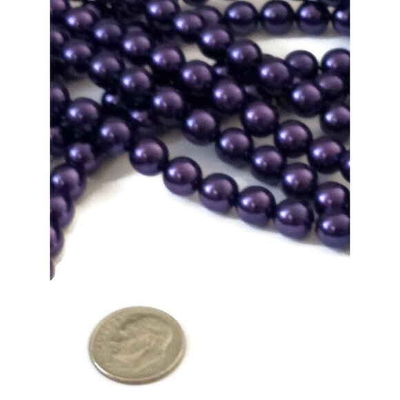 Czech Purple Glass Pearl Beads -8mm - Picture 4 of 5